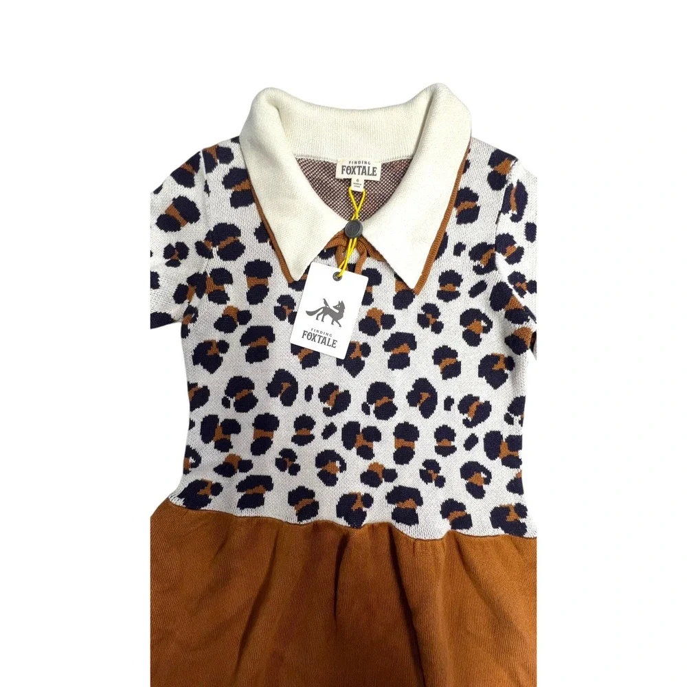 New Finding FoxTale Girls Wild Side Sweater Dress‎ Leopard Size 6